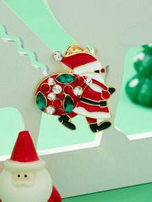 1pc/Set Luxury Cute Rhinestone Studded Santa Claus Brooch, Suitable For Christmas Gift, Women Party And Daily Wear - Multicolor - View 3