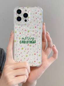 1pc Elegant Christmas Colorful Star & Letter Pattern Transparent Shockproof TPU Phone Case, Suitable As Holiday Gift Compatible With IPhone Xs/Xsmax/Xr/11 12 13 14 15 16 17pro/Promax/14 15 16plus