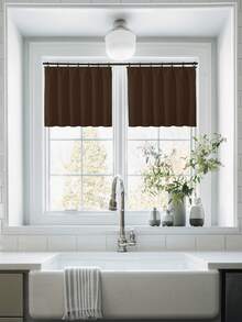 VEHEDE Bộ 2 rèm cửa cản sáng màu be cho hệ thống thanh treo rèm, rèm ngắn, rèm phòng ngủ mờ, rèm có diềm xếp ly. - màu nâu - Xem 20