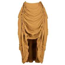 Zhitunemi Women's Steampunk Skirt Ruffle High Low Outfits Gothic Plus Size Pirate Dressing{"Size_name":"X-Small-Small","Color_name":"Turmeric"} - Turmeric - View 1