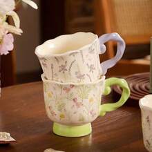 Nature-Inspired Animal Pattern Ceramic Cup, Creative Twisted Handle Cartoon Water Mug, Breakfast Cup, Coffee Cup, Gift Set For Friends And Loved Ones - Multicolor - View 11