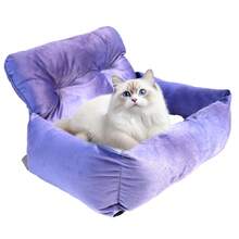 Asiento de coche y cama de viaje para perros pequeños y gatos HazoWill, asiento elevador con base antideslizante y correas ajustables, ligero, plegable, diseño de uso múltiple, elegante, acogedor para viajes por carretera y el hogar