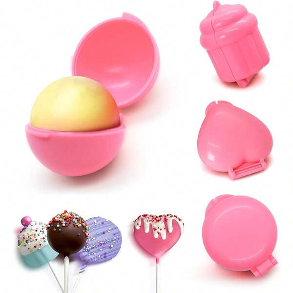 4pcs Cake Pop Mold Set - Heart/Round/Flat/Cupcake Shaped, Manual Plastic DIY Baking Tools, Non-Stick, Suitable For Cake Pops, Lollipops, Mini Cakes, Birthday Party/Wedding/Baby Shower Baking Accessories, Christmas Ornament Mold, Christmas Craft Materials, Christmas Decor Mold, Round Mold, Cake Pop Materials, Cake Pop Mold Shapes, Cake Mold, Cake Pop Mold, Star Cake Pop Mold