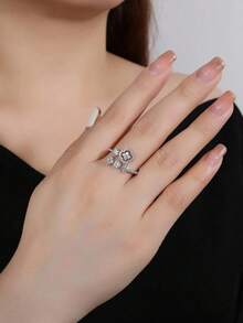 Copper Zirconia Inlaid Mini Ring (1Pc), Fashionable & Charming For Women, Great For Daily Wear And Gifting TTU4 - 022152 - View 6