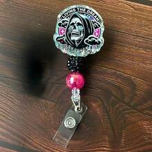 Funny Halloween Badge Reel Retractable ID Name Holder Clip Fun Spooky Ghost Skull Grim Reaper Radiology Skeleton Sarcastic Life Nursing Gifts Accessories - Sống trong giấc mơ_ - Xem 4