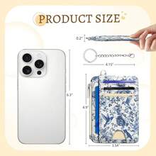 Bird Flowers Credit Card Holder Small Wallet Women, Slim RFID Blocking Wallet Woman Keychain With Zipper Coin Pocket, Front Pocket Thin Travel Card Case Organizer With ID Window Ladies Gifts{"Color_name":"Bird"} - Multicolor12 - 查看 6