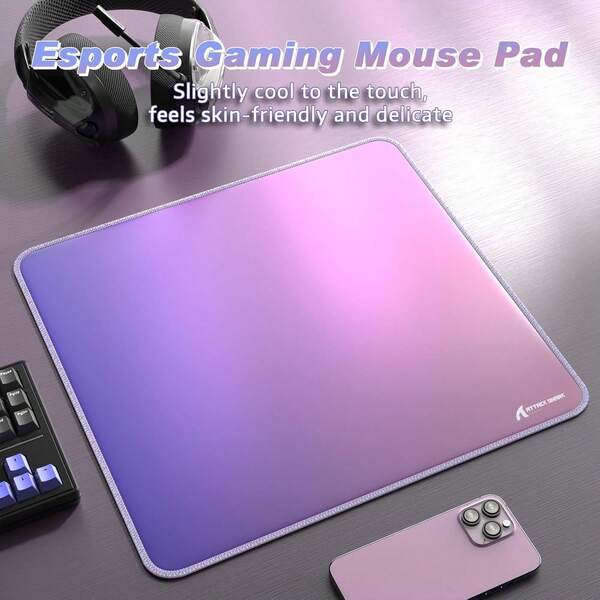 ATTACK SHARK ATTACK SHARK CM03 Pro Gaming Mauspad für E-Sports, wasserundurchlässige Oberfläche, umsäumte Kanten und rutschfeste Gummibasis, große Mausunterlage mit holografischer Beschichtung, 17.72" X 15.75" X 0.16"