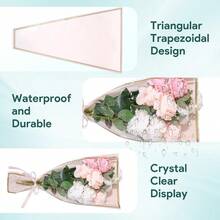 D100pcs Flower Wrapping Paper Bouquet Pink Flower Bouquet Wrapping Paper Flower Bags Kraft Bouquet Holder Flower Bar Plies Wrapping Sleeve For Graduation Wedding Birthday Gifts 17.1x11.1x3.54Inch - 粉色 - 查看 3