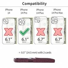 Card Case For  14 Pro With Built-In Metal Plate For Magnetic Mounting & 2 Card Holder Pockets: Luxe M2 Wallet, Canvas Style Synthetic Leather ( 14 Pro, Burgundy){"Size_name":"14Pro","Color_name":"Burgundy"} - Multicolor4 - View 3