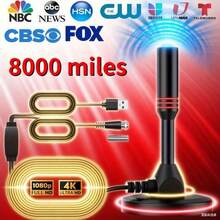 2025 Enhanced Indoor High Definition TV Antenna, 8000 Mile Range, 4K Ultra High Definition Reception, Smart TV Tuner, Wide Area Network (WAN) Technology And Digital/Analog Signal Adapter - Full Coverage Of Local Channels In The United States, Easy To Set Up, Compatible With Fire TV, Roku, Smartphones And Tablets, Plug And Play 1080P + Streaming, Indoor Use, Supports Smart TV Applications And Streaming, TV Antenna, Indoor TV Antenna, TV Antenna Stick, Indoor TV Antenna, Smart TV Antenna