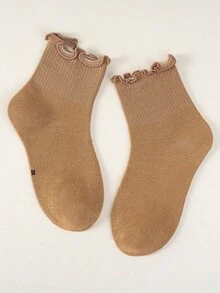 5/10 Pairs Of Children's Socks, Solid Color Lace Shape Princess Socks, Can Be Matched All Year Round, Simple And Comfortable, Daily Travel Sports Can Be Worn. - Multicolor - View 10