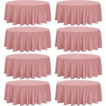 8 Pack Premium Round Tablecloth 120 Inch Round Table Covers Washable Polyester Fabric Round Table Clothes Wedding Party Reception Banquet Buffet Restaurant Black, 120 Inch - Tròn 90 inch + Hồng bụi + 8 - Xem 1