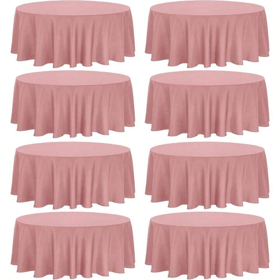 8 Pack Premium Round Tablecloth 120 Inch Round Table Covers Washable Polyester Fabric Round Table Clothes Wedding Party Reception Banquet Buffet Restaurant Black, 120 Inch - Tròn 90 inch + Hồng bụi + 8 - Xem 1