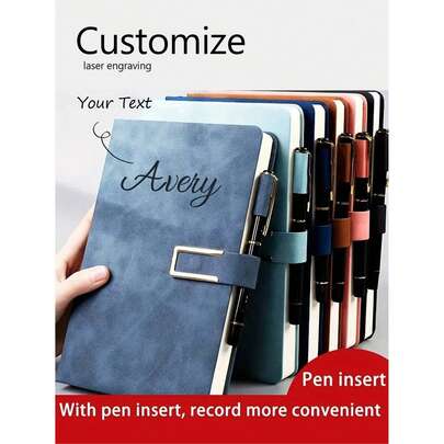 Personalized Laser Customization, Vintage A5 Leather Bound Notebook With Personalized Soft Cover And Bookmark - Classic PU Leather Notebook With Personalized Soft Cover And Bookmark - Suitable For Business Meetings, College Students, And Love Diaries, Back To School Perfect,Diy ,Custom-Made