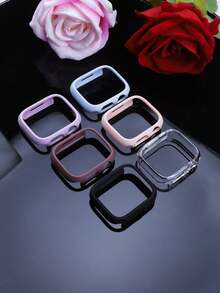 6pcs Watch Cases Compatible With Apple Watch For Men And Women 6 Color Combination Set, Simple, Stylish, Sporty, Drop-Proof, Anti-Collision Hard Pc Hollow Watch Case Compatible With Apple Watch 40/41/42/44/45/46/49mm Replacement Case Compatible With Apple Watch Series Ultra/11/10/9/8/7/6/5/4/Se Protective Case Sensitive To Touch, Easy To Wear, Protect The Watch From Damage - Transparent + Smoky Purple + Black + Pink + Lavender + Sky Blue - View 17