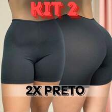 KIT 2 Short Petticoat Second Skin Women's Bermuda High Quality Long - màu đen - Xem 1