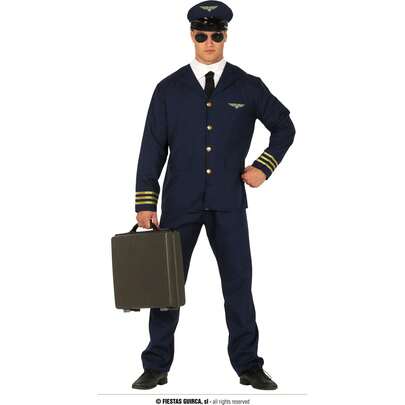 Fiestas Guirca Fantasia de aviador adulto uniforme de piloto com jaqueta, boné e óculos, ideal para festas temáticas, comemorações e fantasias de aviador em diferentes tamanhos disponíveis - Frete grátis ✅ Entrega em 24/48 horas para Espanha (Península)