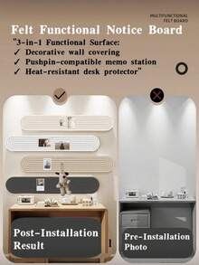 4pcs/Set 20x80cm No Drill Decorative Bulletin Board, Self-Adhesive Wall Memo Board, Nordic Minimalist Felt Combination Display Board, Reusable Home/Office/Classroom Photo Wall Message Board, Can Insert Pins, For Room Decor/Office Memo/Study Reminder/Entryway Key Holder - Multicolor/A - View 7