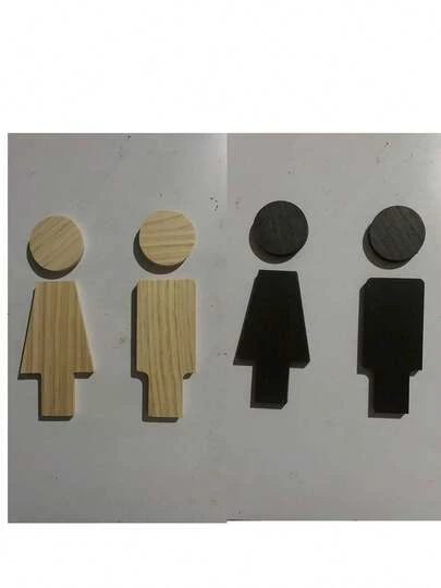 1pc Unisex Bathroom Sign, 6.6 Inch Creative Wooden Male/Female Restroom/Bathroom Door Sign, Washroom Indicator Plaque, Funny Men/Women Toilet Sign Wooden Craft Bathroom Wall Decor Set