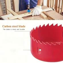11-Piece Hole Saw Set With 8 Carbon Steel Blades (19mm-64mm) - Woodworking Hole Cutting Tools With Hex Wrench, Suitable For Softwood, PVC, And Plastic - Black And Red - 紅色 - 查看 4