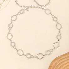1 chiếc dây xích thắt lưng kim loại hình tròn, phụ kiện thời trang tối giản cho váy - Bạc - Xem 3