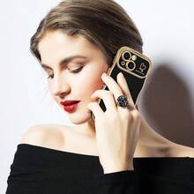 For IPhone 13 Case Wave Wavy Phone Cases With Love Heart, Luxury Plating Edge Cute Curly Shape Cover For Women Girls, Thin Slim Soft TPU Rubber Shockproof Protective Cover, Black{"Color_name":"Black","Size_name":"ForiPhone13-6.1inch"} - 多色4 - 查看 7