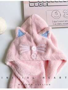 1pc Cute Cat Ear Microfiber Hair Wrap, Quick Drying Hair Towel For Women, Super Soft Shower Cap, Suitable For Long And Short Hair, Ideal Bathroom Accessory Shower Towels For Beaty Salon, Hotel Sports,Home Essentials, Towel, Skin Care