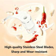 Pequeña picadora-trituradora eléctrica multifuncional de ajo - Tiene también la propiedad de procesador de alimentos pequeño y portátil; puede triturar verduras y ajo. Como procesador de alimentos manual, se puede usar para cortar ajo, cebolla y chile. Su función principal es triturar y picar ajo; gracias a su diseño eléctrico, mejora la eficiencia del procesamiento, y su tamaño compacto facilita su almacenamiento y transporte. - Azul - Ver 3