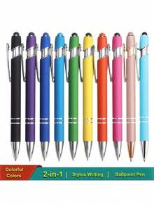 1/10 Stück Kugelschreiber mit Stylus Spitze, Metall, 2 in 1 Stylus Kugelschreiber mit 1,0 mm schwarzer Tinte für Smartphone, Tablet