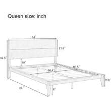 Queen Size Bamboo Platform Bed, Mid- Modern Bed Frame With Tall Headboard, Solid  Bedframe Queen-Size, Wood Slat Support, No Box Spring Needed, Easy Assembly, Noise Free, Brown,23062669 - Xem 2