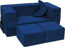 Sofá modular, sillón de espuma de sofá convertible, juego de sofá de felpa plegable (azul marino), 23116480 - Azul Marino - Ver 1