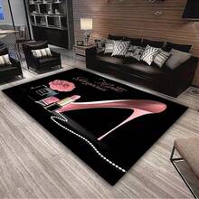 Hello Gorgeous High Heel & Cosmetics Design Area Rug, HKStorage Washable Polyester Outdoor Rug, Skid-Resistant Entryway Carpet Suitable For Living Room, Bedroom, Bathroom, Porch, Balcony - Fashionable Home Decor, Sizes 19x31/31x47/47x62/62x90 Inches - Multicolor - View 3
