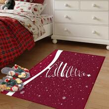 1 pieza Felpudo de goma con estampado de árbol de Navidad blanco y copos de nieve, para baño, cocina, lavandería, decoración navideña, decoración del hogar, decoración de fiestas, decoración de bodas, decoración de comedor - Multicolor - Ver 4