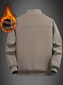 Men's Thermal Lined Jacket, Thick Stand Collar Baseball Coat, Autumn/Winter