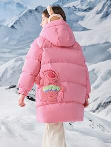 Balabala Girls' Down Jacket, 2025 New Style, Thickened And Warm - Keeping Down Coat, Hooded Design - Red Hue - View 3