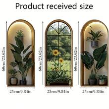 3pcs Nordic Style Plant Wall Stickers, Vinyl Art Wall Decals For Living Room, Dorm, Office, Home Decor - Multicolor - View 3