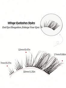 5 对猫眼假睫毛自然交叉睫毛透明带自然纤细睫毛睫毛延长化妆 - 黑色 - 查看 5