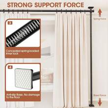 Room Divider No Drilling Curtain Rod Wall Divider For Room Separation, 4-10ft(H) 28-114inch(W) Adjustable, Heavy Duty Partition Space Separator Freestanding Tension Curtain Stand, Black,23023576 - 黑色 - 查看 5