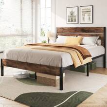 Queen Bed Frame With Headboard And Footboard, Metal Queen Bed Frame With Under-Bed Storage, All-Metal Support System, No Box Spring Needed, Easily Assemble, Rustic Brown,23062403 - 棕色 - 查看 5