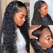 30 Inch Deep Wave Lace Front Wigs Human Hair 5x5 13x4 13x6 HD Transparent Lace Frontal Wigs Human Hair For Women Brazilian Curly Wigs Human Hair Pre Plucked Natural Black Color - Natural Black - 查看 4