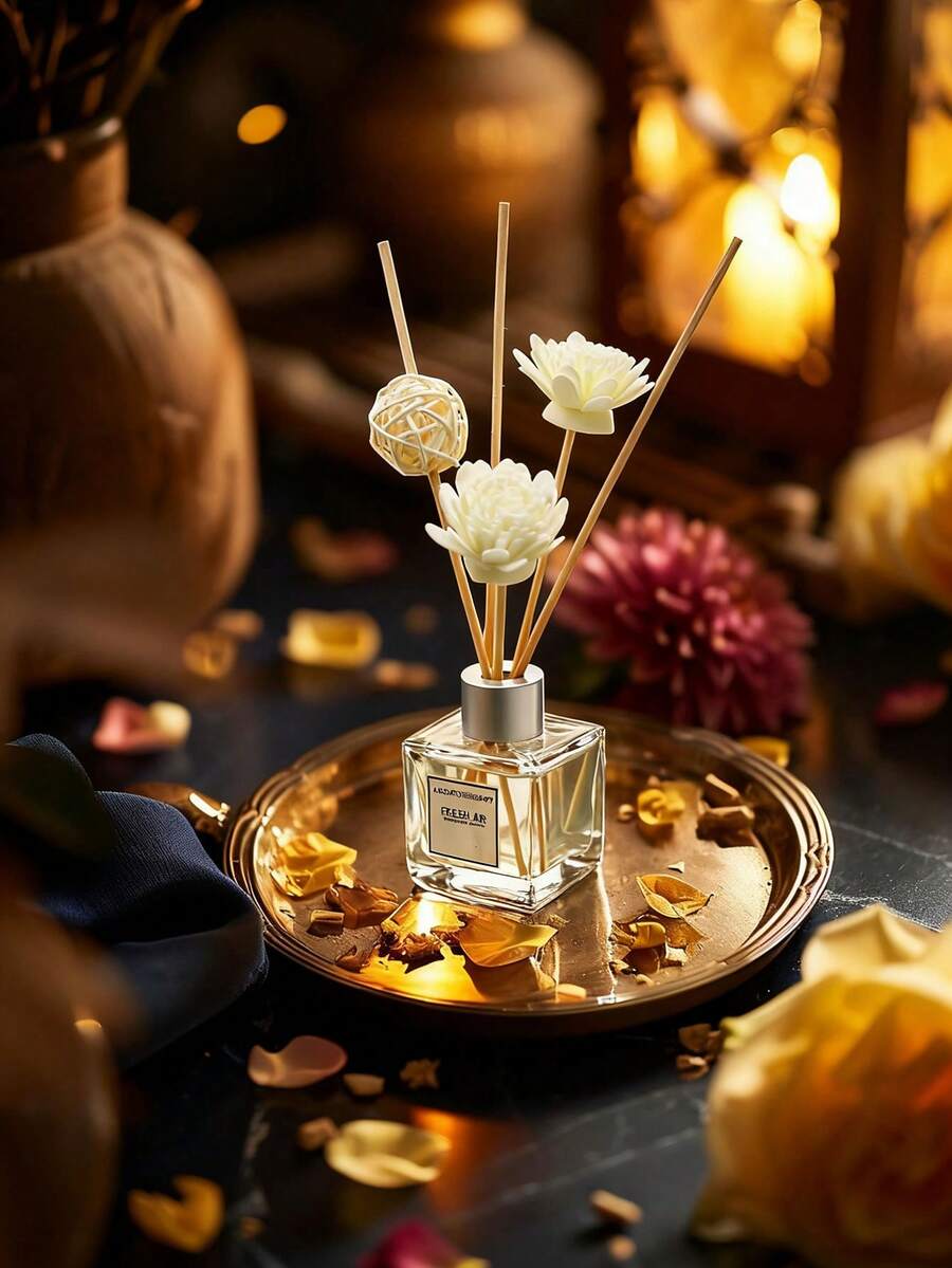 1pc Long-Lasting Air Freshener & Deodorizer, Mosquito Repellent Rattan Diffuser, Flameless Fragrance Diffuser, Home Fragrance Therapy, Home Freshener - Various Fragrances - View 1