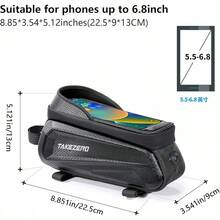 TAKEZERO - Bolsa impermeable para teléfono de bicicleta, accesorios para bicicleta, carcasa dura de EVA, compatible con iPhone de menos de 6.8 pulgadas (negro) - Negro - - Ver 2