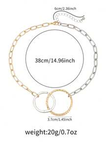1pc Women's Minimalist Fashion Dual-Color Chain Necklace With Geometric Pendant, Versatile Elegant Accessory, Ideal Gift - Multicolor - View 6