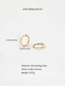 1 Pair Of S925 Sterling Silver Zirconia Earrings - Gold-Plated Hypoallergenic - Simple And Exquisite Women's Earrings - Sterling Silver Jewelry - Suitable For Daily Wear