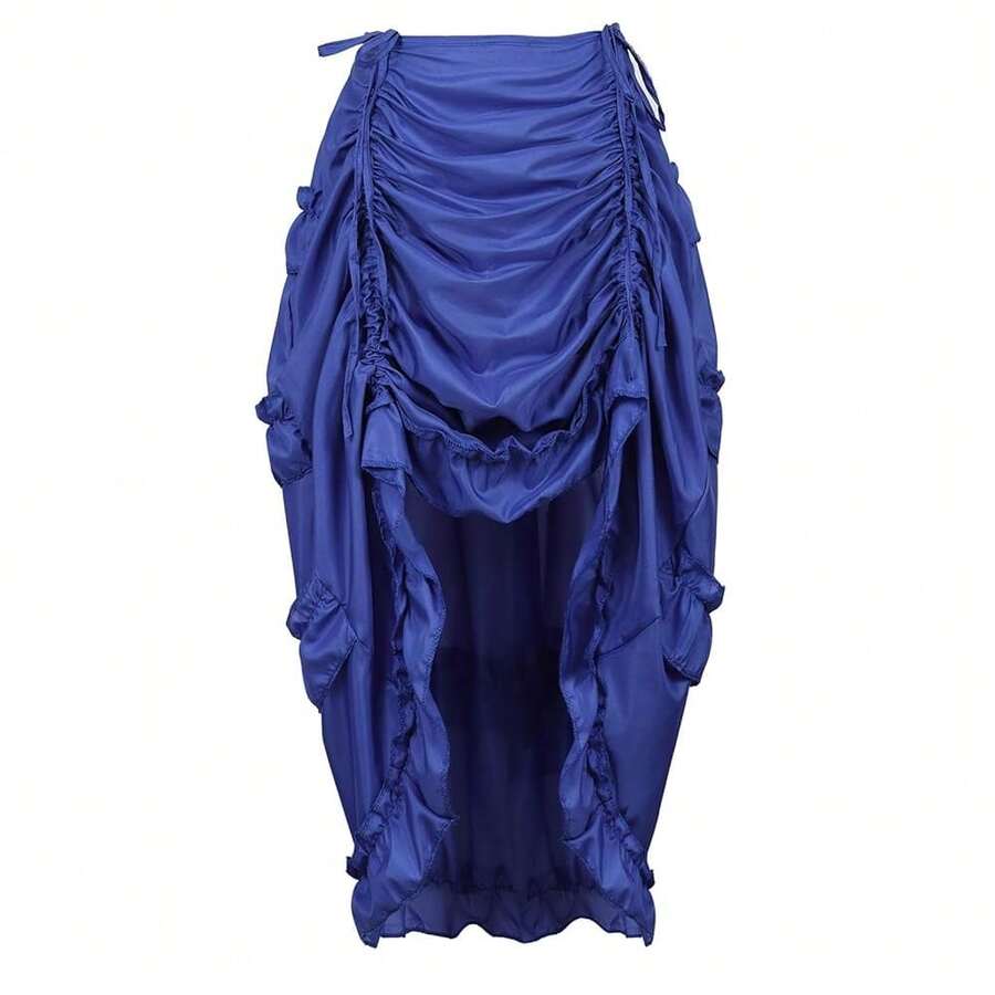 Zhitunemi Women's Steampunk Skirt Ruffle High Low Outfits Gothic Plus Size Pirate Dressing{"Size_name":"X-Small-Small","Color_name":"Blue"} - 藍色 - 查看 1