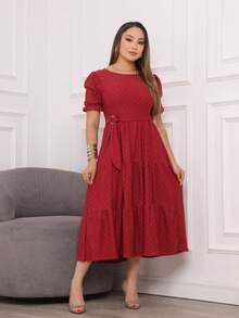 Women's Midi Dress Três Marias Laise Mesh Wedding Evening Formal And Night Elegant And Casual - 紅木色 - 查看 2