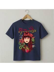 RitaLee T-Shirt Singer National Music MPB Unisex Male Female 100% Cotton Premium Top Streetwear Launch Immediate Shipping Various Colors!! Plus Size - 藏蓝色 - 查看 2