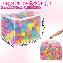 2 PCS Ball Pit Balls Bags - Storage Mesh Bag With Zipper Suitable For Storage,Sturdy And Durable,Large Size 17.7 X 11.8 X 13.7 Inches, Pink & White(Only Storage Bag,No Ball) - 1 - View 1