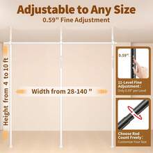 Room Divider For Room Separation,4-10ft(H) 28-140inch(W) Adjustable Temporary Privacy Wall Divider, Tension Curtain Rods No Drilling, Heavy Duty Partition Space Separator Freestanding,White,23023435 - 白色 - 查看 2