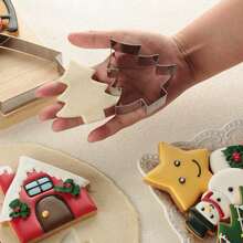 12pcs Christmas Cookie Cutter Set - Snowman, Christmas Tree, Gingerbread Man, Candy Cane, Snowflake, Sleigh, Stocking, Bell, Reindeer, Star, Suitable For Winter Holiday DIY Baking